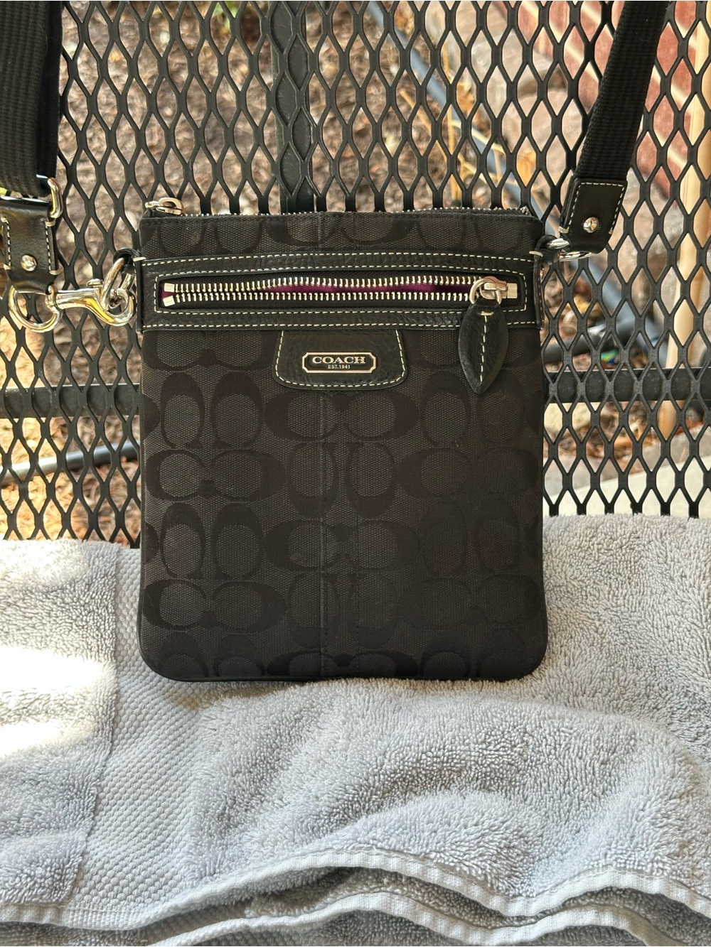 Coach Brown Signature Crossbody Bag with Gold Hardware
